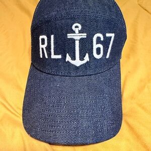 Rare denim 100% cotton Polo Ralph Lauren RL 67 Anchor hat